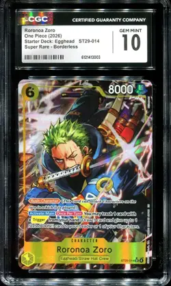 CGC 10 Roronoa Zoro ST29-014 Starter Deck: Egghead Super Rare 2026 EN One Piece - Image 1