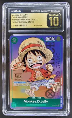2023 ONE PIECE MONKEY D. LUFFY PROMO 1ST ANN STAMP P-037 CGC 10 PRISTINE B PT - Image 1