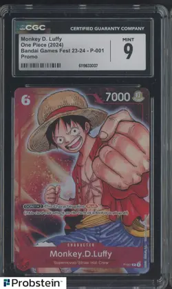 2024 One Piece Bandai Games Fest 23-24 P-001 Promo Monkey D Luffy CGC 9 - Image 1