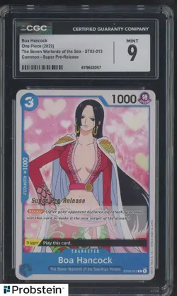 2022 One Piece ST03-013 Super Pre-Release Boa Hancock CGC 9 MINT - Image 1