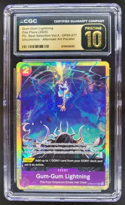 2025 ONE PIECE GUM-GUM LIGHTNING ALT ART OP09-077 CGC 10 PRISTINE B PT - Image 1