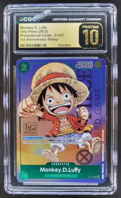 2023 ONE PIECE MONKEY D. LUFFY PROMO P-037 1ST ANNIV STAMP CGC 10 PRISTINE A PT - Image 1