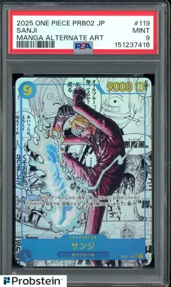 2025 One Piece Japanese PRB02 #119 Sanji Manga Alternate Art PSA 9 MINT - Image 1