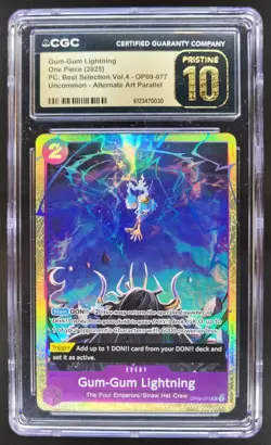 2025 ONE PIECE GUM-GUM LIGHTNING ALT ART OP09-077 CGC 10 PRISTINE A PT - Image 1