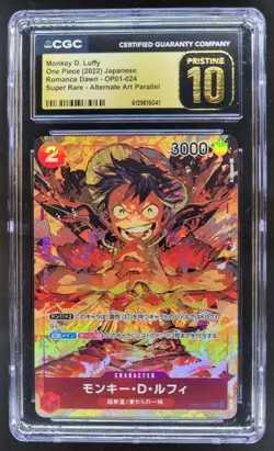 22 ONE PIECE JP MONKEY D. LUFFY SUPER RARE ALT ART OP01-024 CGC 10 B PRISTINE PT - Image 1