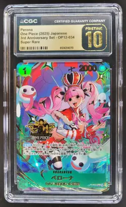 2025 ONE PIECE JP PERONA SUPER RARE 3RD ANN SET OP12-034 CGC 10 PRISTINE B PT - Image 1