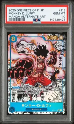 One Piece CCG Monkey.D.Luffy Japanese Manga Alternate Art OP11-118 PSA 10 - Image 1
