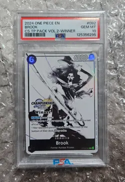 POP 2!! 2024 ONE PIECE CHAMPIONSHIP WINNER TOP PLAYER PACK #092 BROOK PSA 10 - Image 1