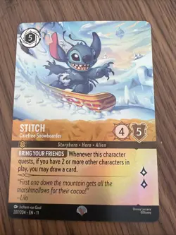 Disney Lorcana Stitch Carefree Snowboarder Epic 207/204 Winterspell Foil - Image 1