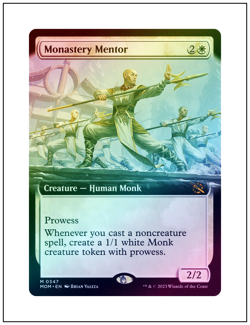 1x Monastery Mentor, Foil Extended Art, March of the Machine, Magic MTG NM - Image 1