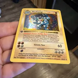 FIRST EDITION BASE SET SHADOWLESS HOLO POKEMON CARD MACHAMP 8/102 - Image 2