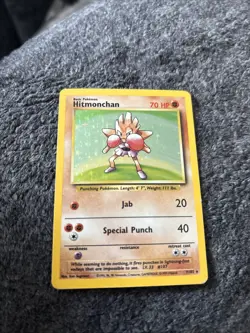 Pokemon TCG Hitmonchan Base Set Holo Unlimited Rare Card 7/102 MP - Image 1
