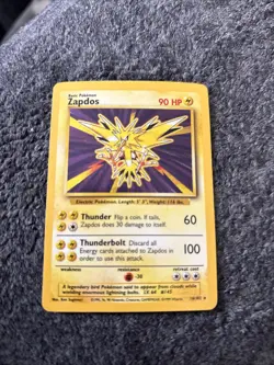 Pokemon TCG Zapdos Base Set Holo Unlimited Rare Card 16/102 MP - Image 1