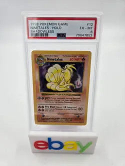 PSA 6 Ninetales Holo 12/102 Shadowless Base Set 1999 Pokemon Card - Image 1