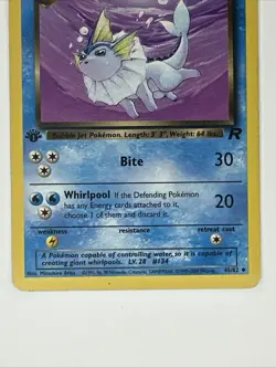 Pokemon TCG Dark Vaporeon 1st Edition Uncommon Card 45/82 - Image 2