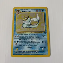 Pokemon TCG Vaporeon Holo Rare Unlimited Card 12/64 Jungle HP - Image 1