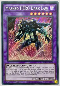 RA01-EN025 Masked HERO Dark Law - Secret Rare 1st Edition Near Mint YuGiOh Card - Image 1
