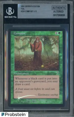 2001 MTG Magic The Gathering Seventh Edition Foil #235 Compost BGS Altered - Image 1
