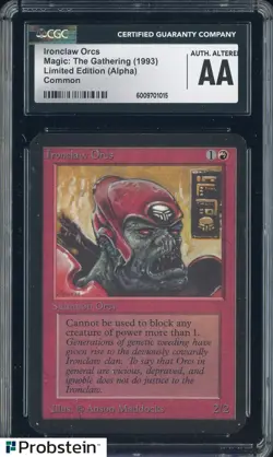 1993 MTG Magic The Gathering Limited Edition Alpha Ironclaw Orcs CGC AA - Image 1