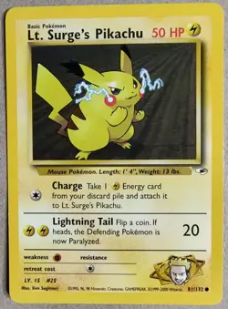 Lt. Surge's Pikachu - Gym Heroes 81/132 - NM - Pokemon TCG - Free Shipping - Image 1