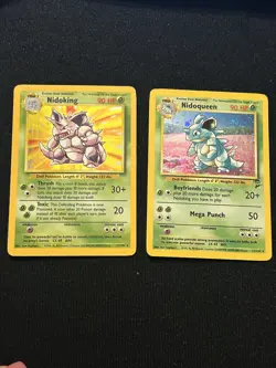 NIDOKING + Nidoqueen - 11/102 12/102 Base Set 1999 - Holo - Rare Pokemon Lot * - Image 1