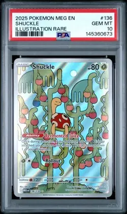 2025 Pokemon Mega Evolution #136 Shuckle Illustration Rare IR PSA 10 673 - Image 1