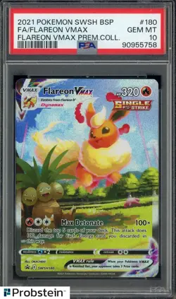 2021 Pokemon SWSH BSP Premium Collection #180 FA Flareon VMAX PSA 10 GEM MINT - Image 1