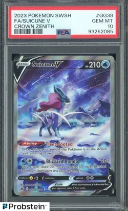 2023 Pokemon SWSH Crown Zenith #GG38 FA Suicune V PSA 10 GEM MINT - Image 1