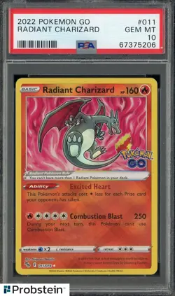 2022 Pokemon GO #011 Radiant Charizard PSA 10 GEM MINT - Image 1