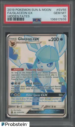 2019 Pokemon Sun & Moon Hidden Fates #SV55 FA/ Glaceon Gx PSA 10 GEM MINT - Image 1