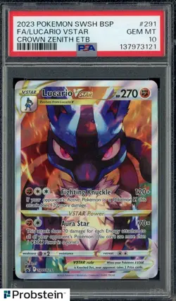 2023 Pokemon SWSH BSP Crown Zenith ETB #291 FA/ Lucario VSTAR PSA 10 GEM MINT - Image 1