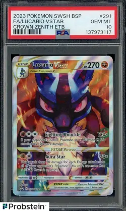 2023 Pokemon SWSH BSP Crown Zenith ETB #291 FA/ Lucario VSTAR PSA 10 GEM MINT - Image 1