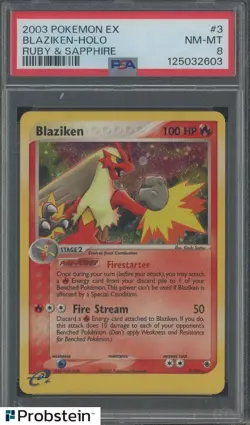 2003 Pokemon EX Ruby & Sapphire #3 Blaziken Holo PSA 8 NM-MT - Image 1