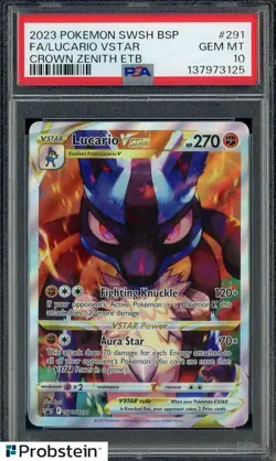 2023 Pokemon SWSH BSP Crown Zenith ETB #291 FA/ Lucario VSTAR PSA 10 GEM MINT - Image 1