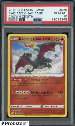 2023 Pokemon SWSH Crown Zenith #020 Radiant Charizard PSA 10 GEM MINT - Image 1