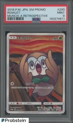 2018 Pokemon Japanese Promo Munch A Retrospective #290 Rowlet PSA 9 MINT - Image 1
