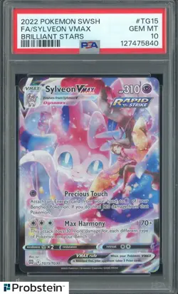 2022 Pokemon SWSH Brilliant Stars #TG15 Sylveon VMAX PSA 10 GEM MINT - Image 1