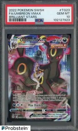 2022 Pokemon SWSH Brilliant Stars #TG23 FA Umbreon VMAX PSA 10 GEM MINT - Image 1