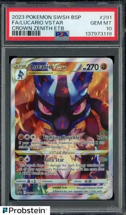 2023 Pokemon SWSH BSP Crown Zenith ETB #291 FA/ Lucario VSTAR PSA 10 GEM MINT - Image 1