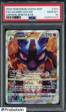 2023 Pokemon SWSH BSP Crown Zenith ETB #291 FA/ Lucario VSTAR PSA 10 GEM MINT - Image 1