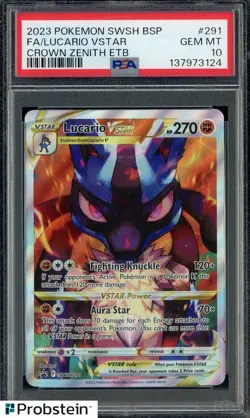 2023 Pokemon SWSH BSP Crown Zenith ETB #291 FA/ Lucario VSTAR PSA 10 GEM MINT - Image 1