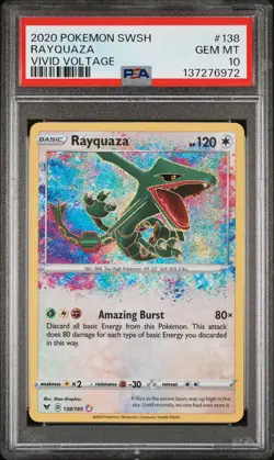 2020 POKEMON SWORD & SHIELD VIVID VOLTAGE #138 RAYQUAZA PSA 10 - Image 1