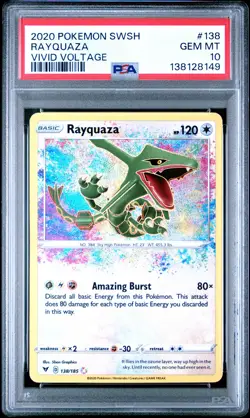 2020 POKEMON SWORD & SHIELD VIVID VOLTAGE #138 RAYQUAZA PSA 10 - Image 1