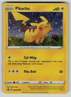 Pikachu SWSH039 Holo Promo Sword & Shield Promo Pokemon NM - swirl - Image 1