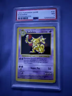 1999 POKEMON BASE SET SHADOWLESS #32 KADABRA PSA 7 - Image 1