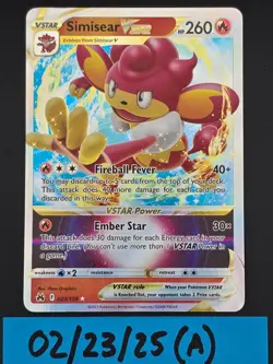 Simisear VSTAR 023/159 NM EN Pokemon TCG Crown Zenith Ultra Rare - Image 1