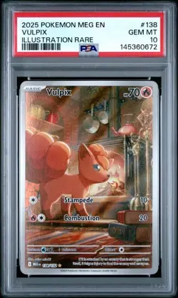 2025 Pokemon Mega Evolution #138 Vulpix Illustration Rare IR PSA 10 672 - Image 1