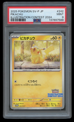 POKEMON TCG PIKACHU 242/SV-P ILLUSTRATION CONTEST PROMO JAPANESE PSA 9 - Image 1