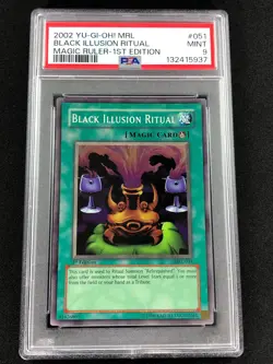 Yugioh 2002 Black Illusion Ritual 1st MRL-051 PSA 9 Super Rare - Image 1