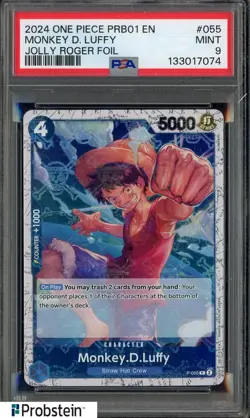 2024 One Piece PRB01 EN Jolly Roger Foil #055 Monkey D. Luffy PSA 9 MINT - Image 1